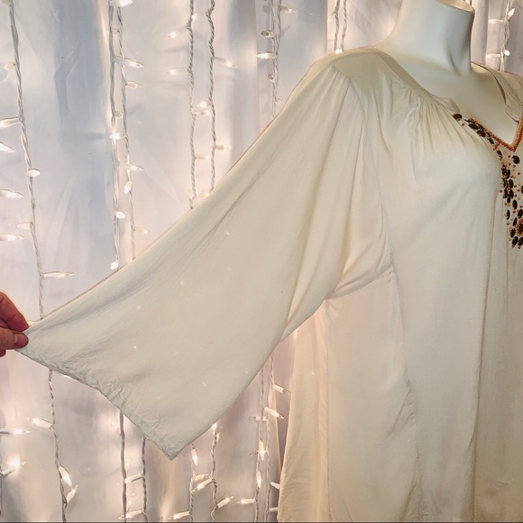 LANE BRYANT ⭐️ Embellished Off-White Peasant Tunic - Picture 3 of 7